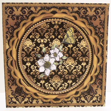 Black Gold Square Fold Round Scallop Card by Deborah Braun