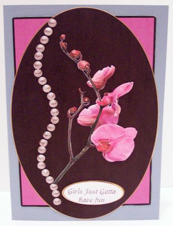 Hot Pink & Blacksingapore Orchids and Pearls by Deborah Braun