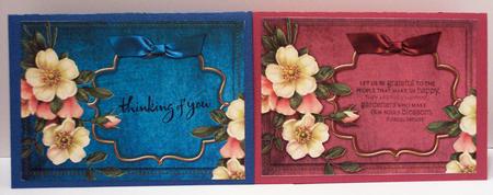 Christmas Roses Teal and Pink Duo 7x5in Card Front Bases by Deborah Braun