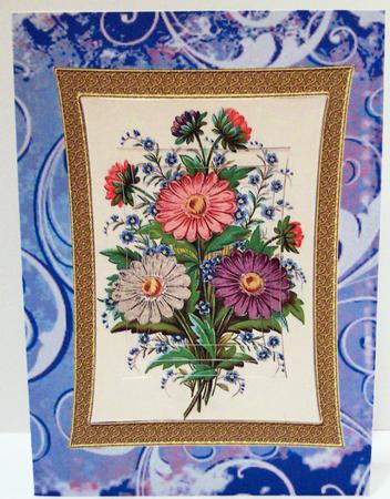 Daisy Bunch Gold Curved Cut and Fold Card by Deborah Braun