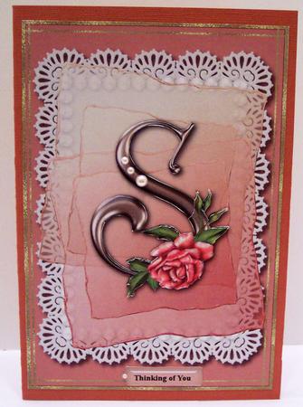 Letter "s" Monogram Card Front by Deborah Braun