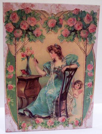 Pretty Vintage Lady with Cherub, A4 Topper by Deborah Braun