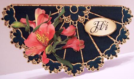 Beautiful Lilies Scalloped Fan Wobble Card by Deborah Braun