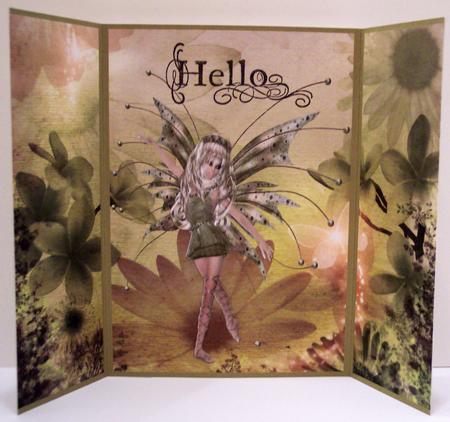 Fairy Dancing in the Flowers Large Gatefold Card by Deborah Braun