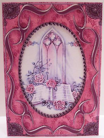 Church Window Fancy Bracket 7x5in Cut and Fold Card by Deborah Braun