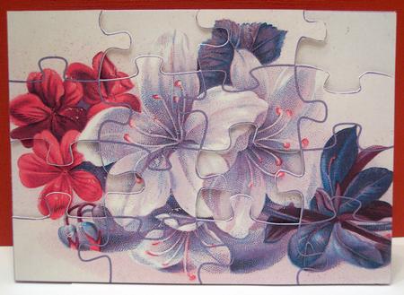 Christmas Amarylis Jigsaw Puzzle Card Front by Deborah Braun