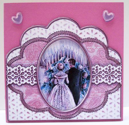 Wedding Vows Embroidery Anglaise Scallop Card Base Frame by Deborah Braun