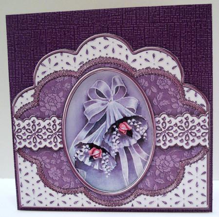 Lilac Bells Embroidery Anglaise Scallop Card Base Frame by Deborah Braun