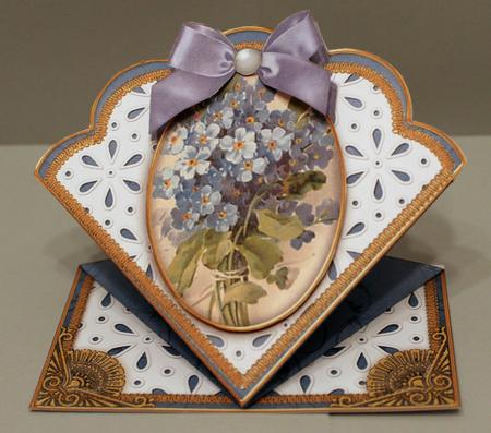 Forget-me-knots1 Anglaise Scallop Spring Decoupage Card by Deborah Braun
