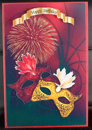 Red and Gold Masks Birthday by Deborah Braun