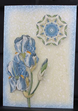 Vintage Floral 78, Blue Iris Decoupage Card Kit by Deborah Braun
