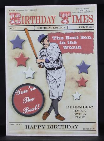 Retro Baseball Player (son's Birthday) - A5 by Deborah Braun