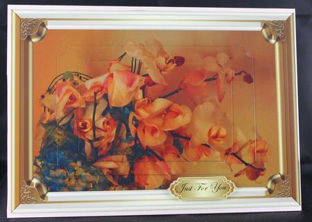 Floral Picture in Embossed Gold Frame Pyramid Topper by Deborah Braun