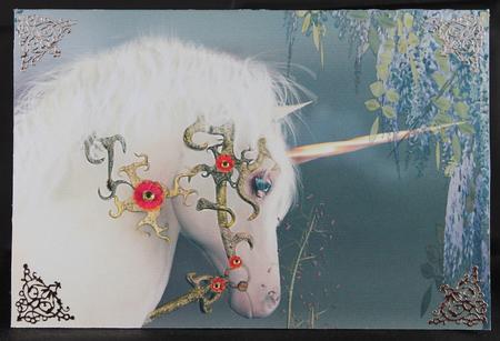 Fantasy Art Unicorn Card Front by Deborah Braun