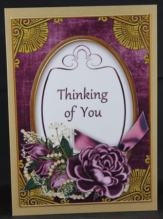 D Purple Rose Thinking of You 7x5in Oval Step by Step by Deborah Braun