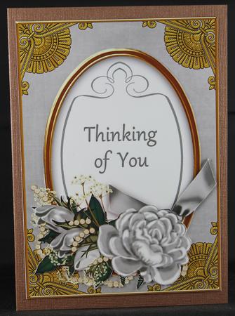 Silver Rose Thinking of You 7x5in Oval Step by Step by Deborah Braun