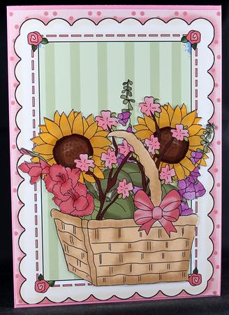 Basket of Sunflowers A4 by Deborah Braun