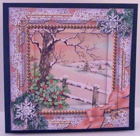 Winter Tale Snow Spiral Edge Stacker Card Front by Deborah Braun