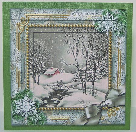 Winter Walk Snow Spiral Edge Stacker Card Front by Deborah Braun