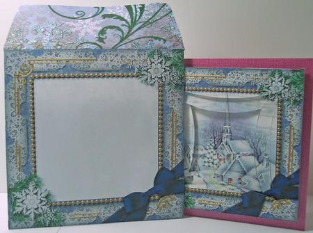 Blue Church Snow 5 1/2 Inch Square Matching Envelope by Deborah Braun