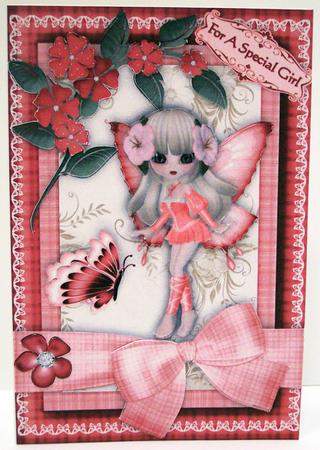 Fairy Red A4 Card Front by Deborah Braun