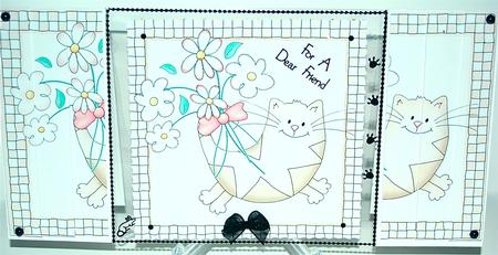 Cute Cat Quick Card with Side Stacker Topper by Debra Macey