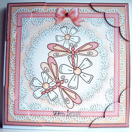 8 x 8 Dreamy Dragonflies Scalloped Corner Topper by Debra Macey