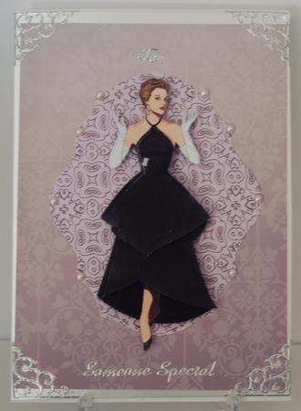 Lady in Black Decoupage Topper Pink by Debra Macey