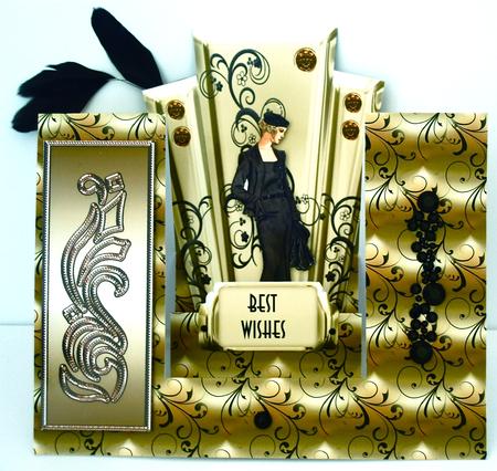 Art Deco Gold Panels with Stylish Lady by Debra Macey