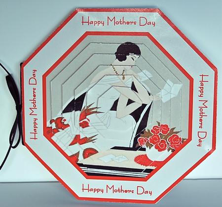 Art Deco Lady Octagonal Pyramid Quick Card - Mothers Day by Debra Macey