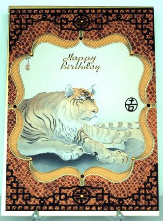 Oriental Tiger A4 Card Topper by Debra Macey
