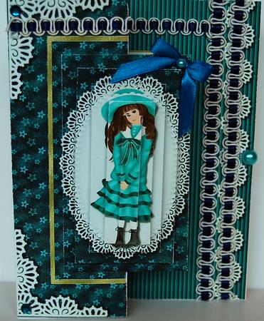 Vintage Girl Pyramid Foldback Card by Debra Macey