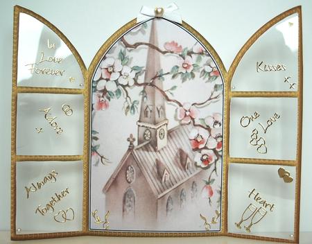 Wedding Blossom Church Window Large Gatefold Card by Debra Macey