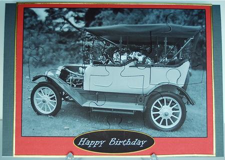 In the Old Days Vintage Car Jig Saw Pieces by Debra Macey
