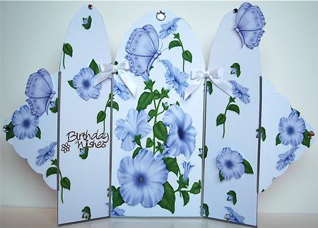 Lilac Flowers & Butterflies, Tri Fold by Debra Macey