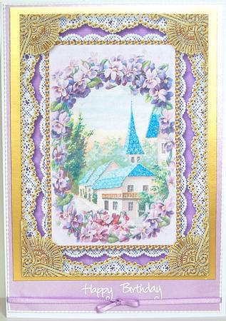 Lavender View Lace Scallop Bottom 7x5inch Stacker by Debra Macey