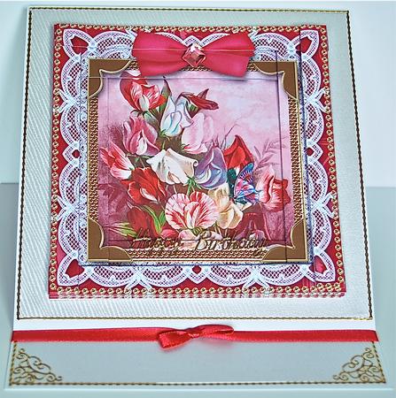 Lace Pink Sweet Peas 5in Spiral Edge Stacker by Debra Macey
