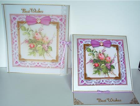 Lace Puprple Rose Bouquet Scallop Triangle Corner Stacker by Debra Macey