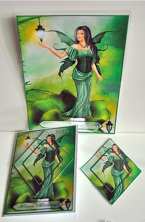 Natalie Green Fairy Card Front and Topper Sheet by Debra Macey