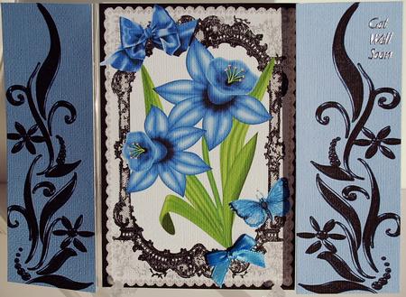 Blue Daffodils, Bows, & Butterflies, Gatefold by Debra Macey