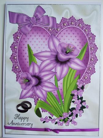 Purple Daffodils on Lace Purple Heart A4 Topper by Debra Macey