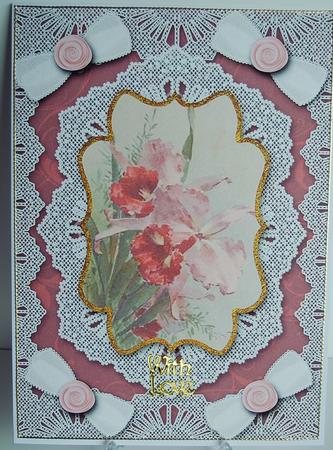 Pink Orchids A4 Lace Bracket Picture Sheet by Debra Macey