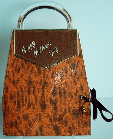 Leopard Print Handbag Shaped Card with Bling by Debra Macey