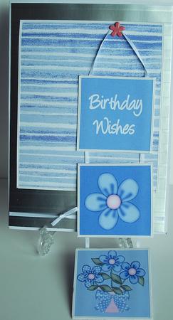 Blooming Lovely in Blue Birthday Wishes Waterfall Card Sheet by Debra Macey