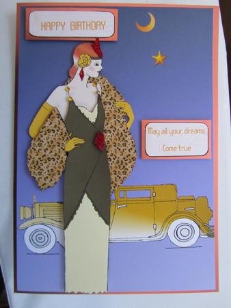 Art Deco Girl with Vintage Car by Debra Jenkinson