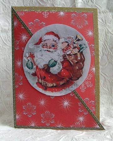Round Father Christmas Corner Card by Debra Laraway