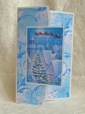 Christmas Santa Over the Roof Swirls Backing Paper by Debra Laraway