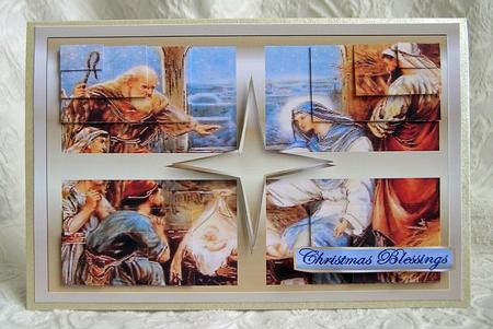 The Nativity - Quadramid Card Front by Debra Laraway