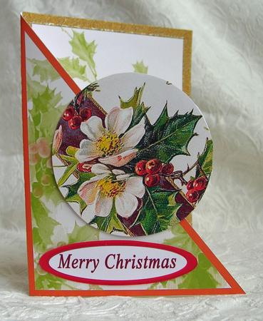 Christmas Holly and Roses Corner Card by Debra Laraway