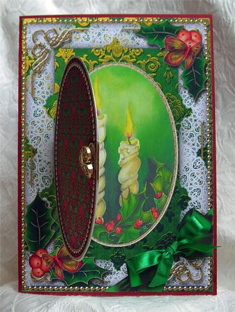 Candle Duo Holly A5 Locket Card Front by Debra Laraway